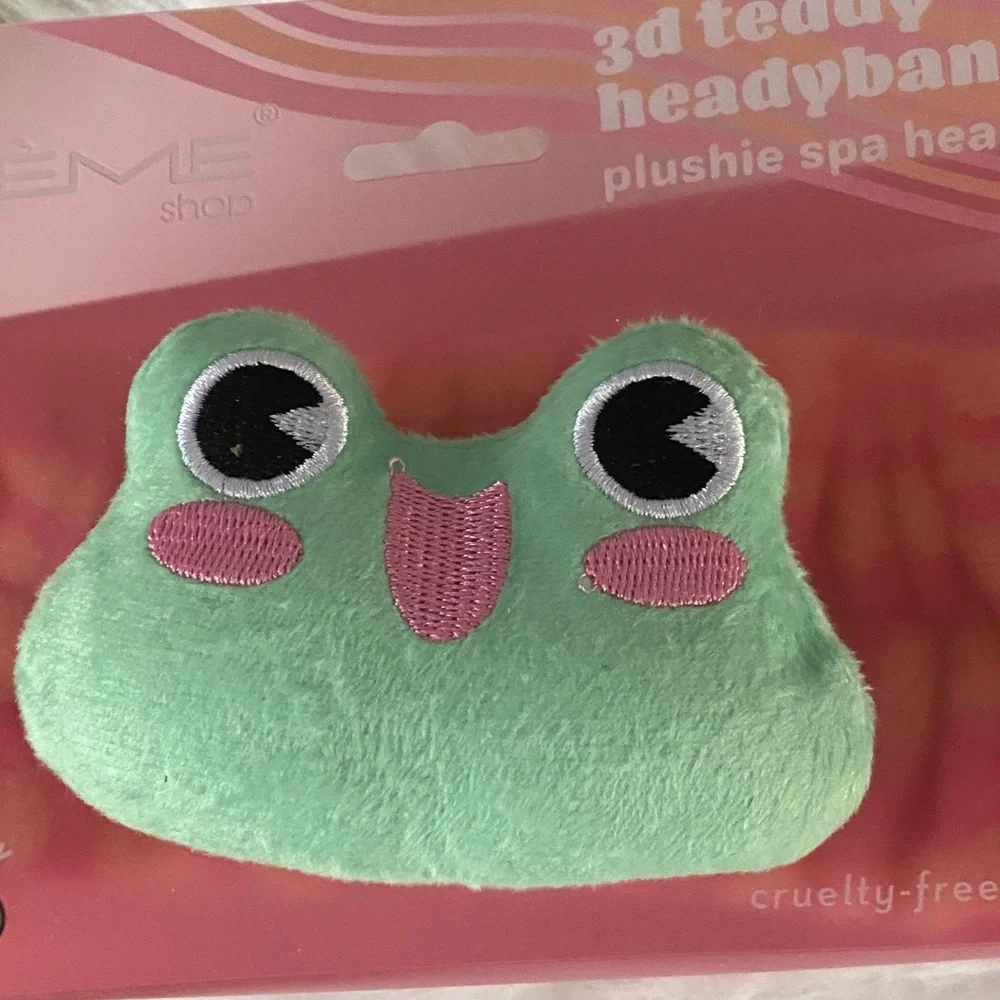 The Crème Shop Green 3D Teddy Frog Plushie Spa Headband NEW